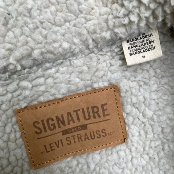 Levi Signature Gold Sherpa Lined Trucker Denim Jean Jacket Men’s size Medium - Picture 11 of 15